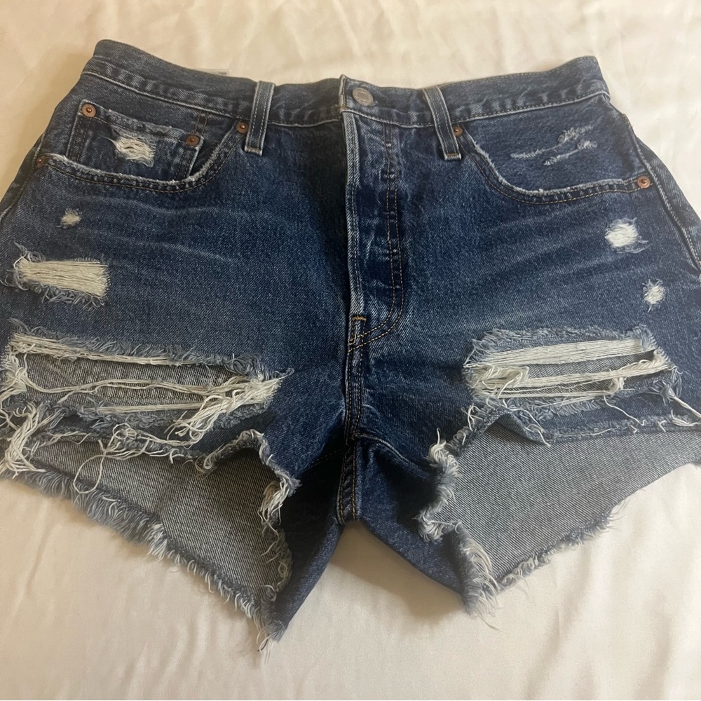 Levi’s‎ 501 Original Distressed Denim Cutoff Shorts Dark Wash High Rise W31